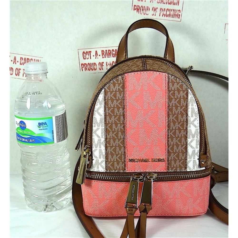 Michael Kors Rhea Zip Extra Small MK Signature Backpack Crossbody Bag